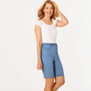 NEW Denim Plus sz 26 Stretchy Mid Rise Slimming Blue Jean Bermuda Shorts